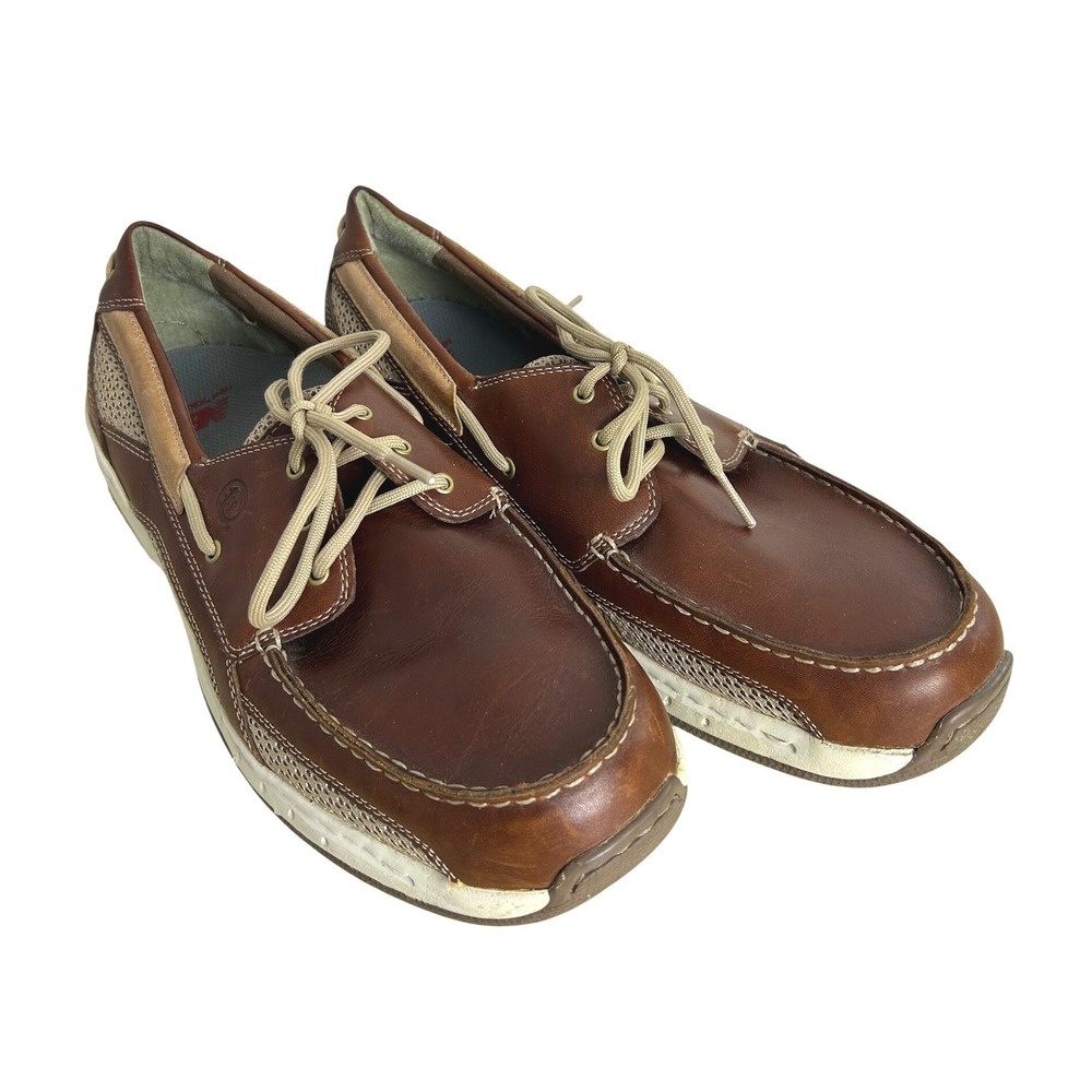 Dunham‎ Captain Leather Boat Shoes Mens 11.5 Brown Mesh Rollbar Nautical